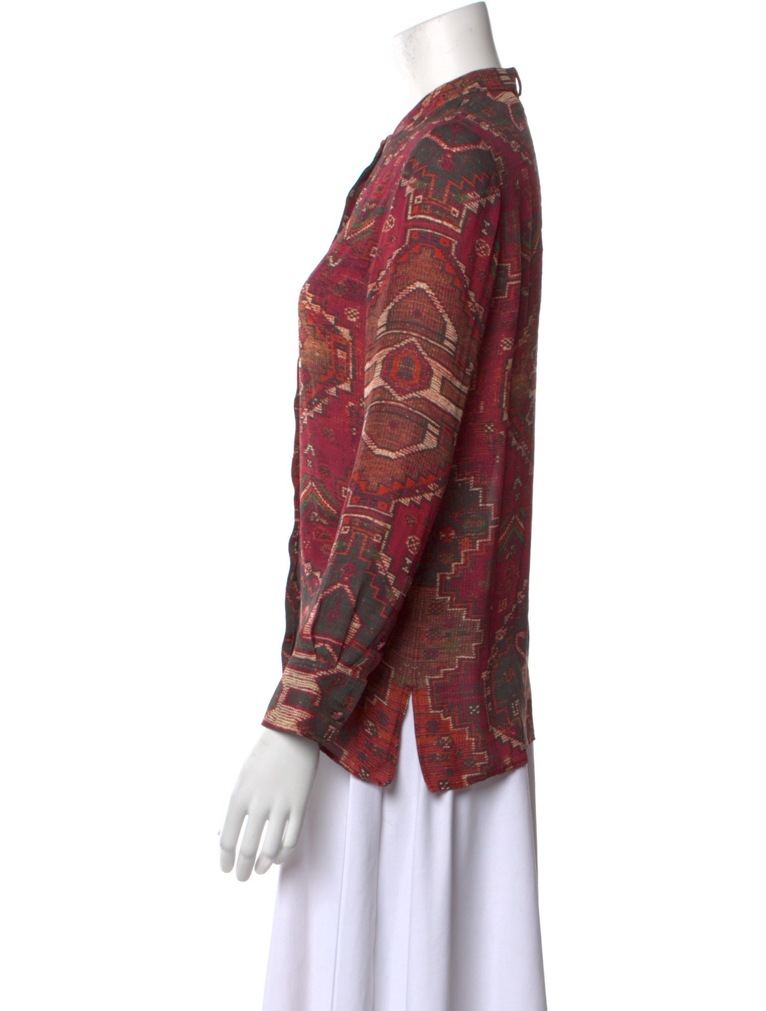 Tory Burch Silk Paisley Print Button-Up Top