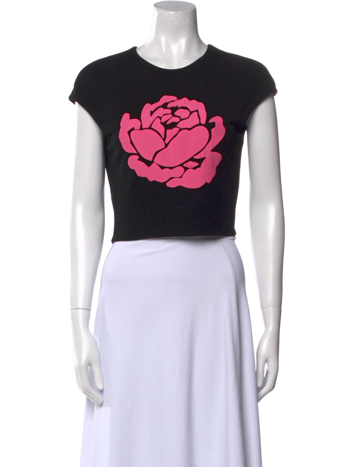 Tory Burch Graphic Print Crew Neck Crop Top