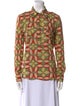 Tory Burch Printed Long Sleeve Button-Up Top