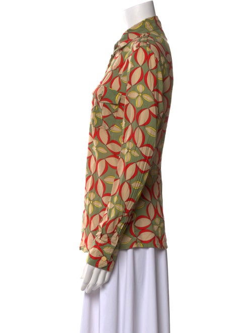 Tory Burch Printed Long Sleeve Button-Up Top