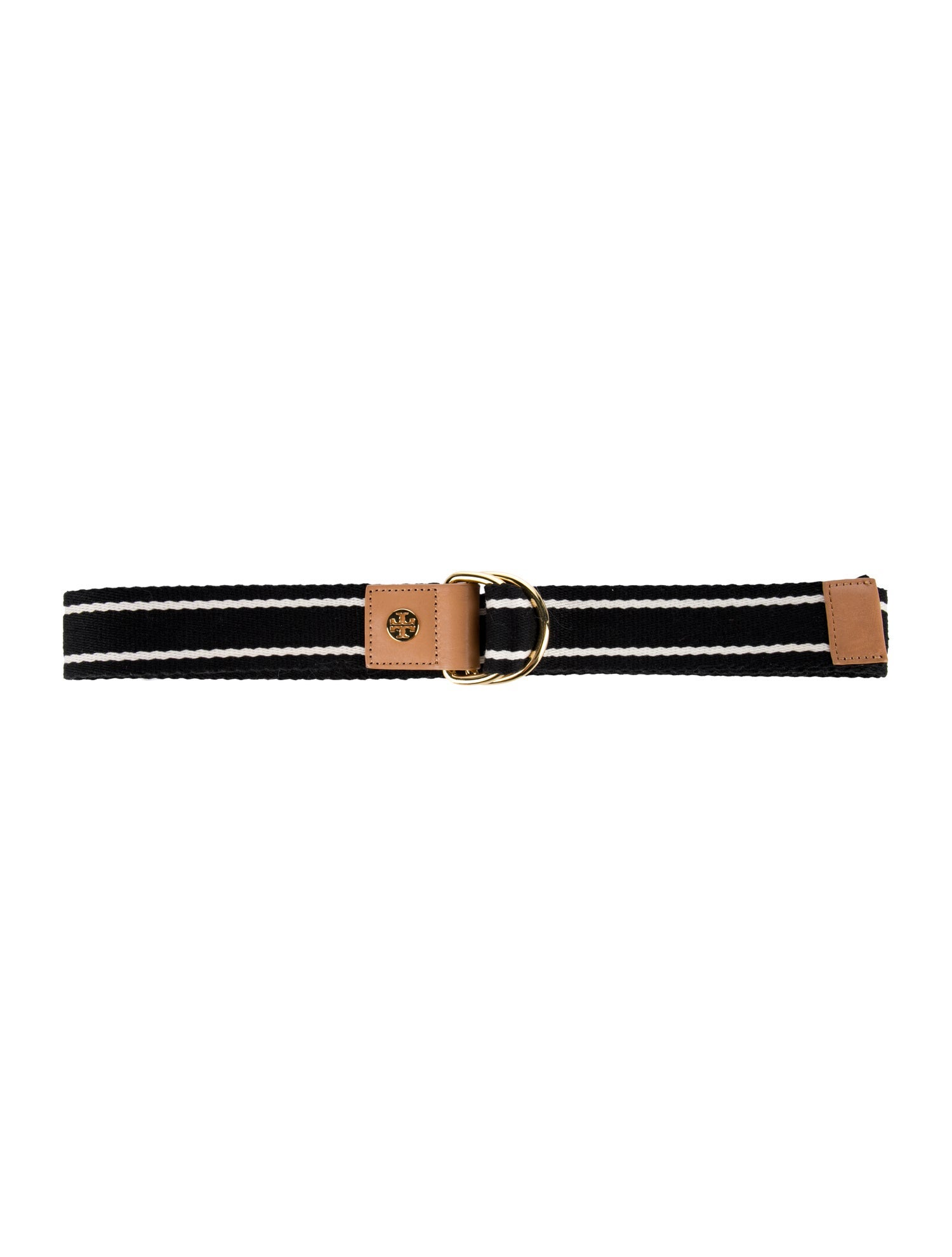 Tory Burch Canvas Leather Trim Embellishment Belt