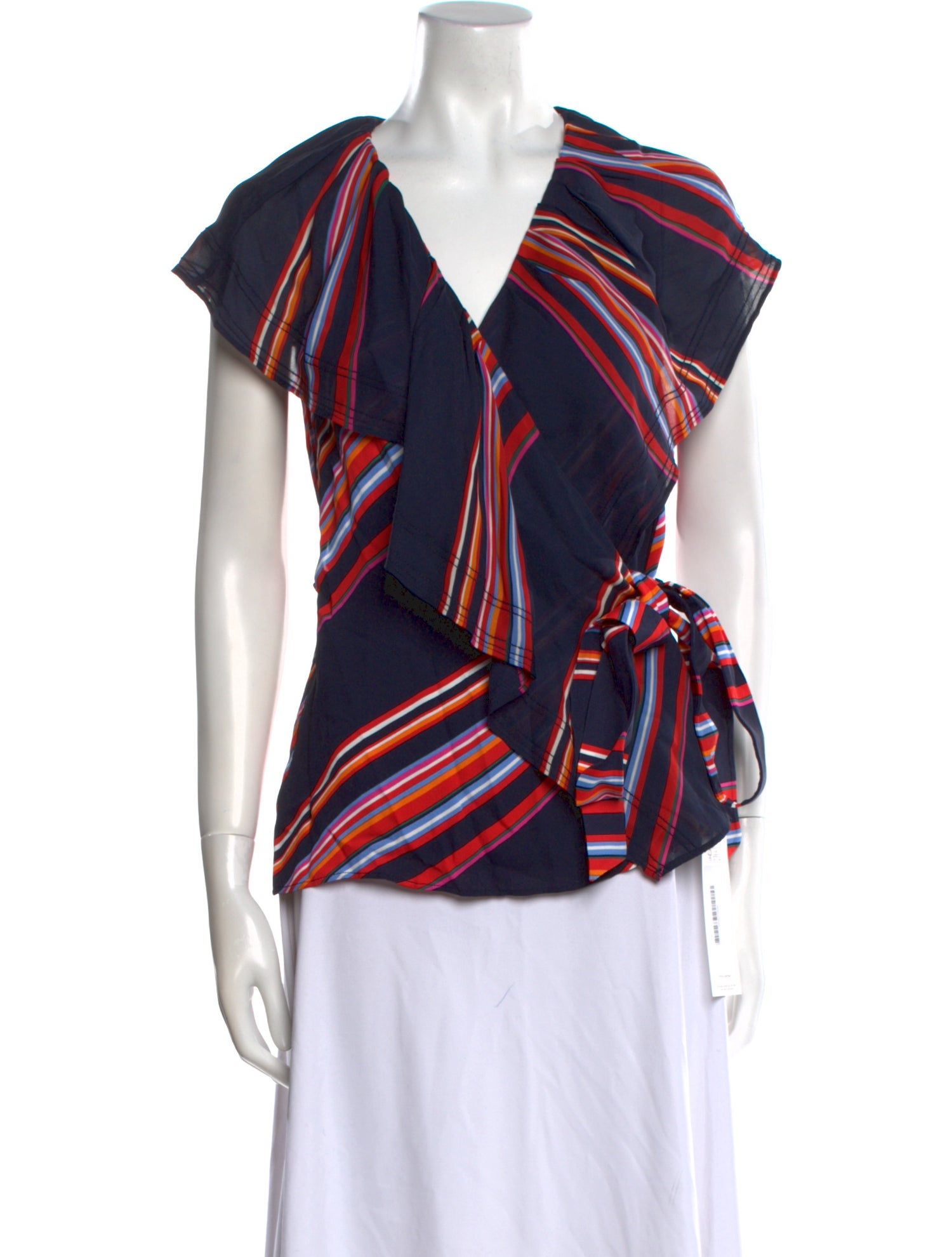 Tory Burch Striped V-Neck Blouse w/ Tags