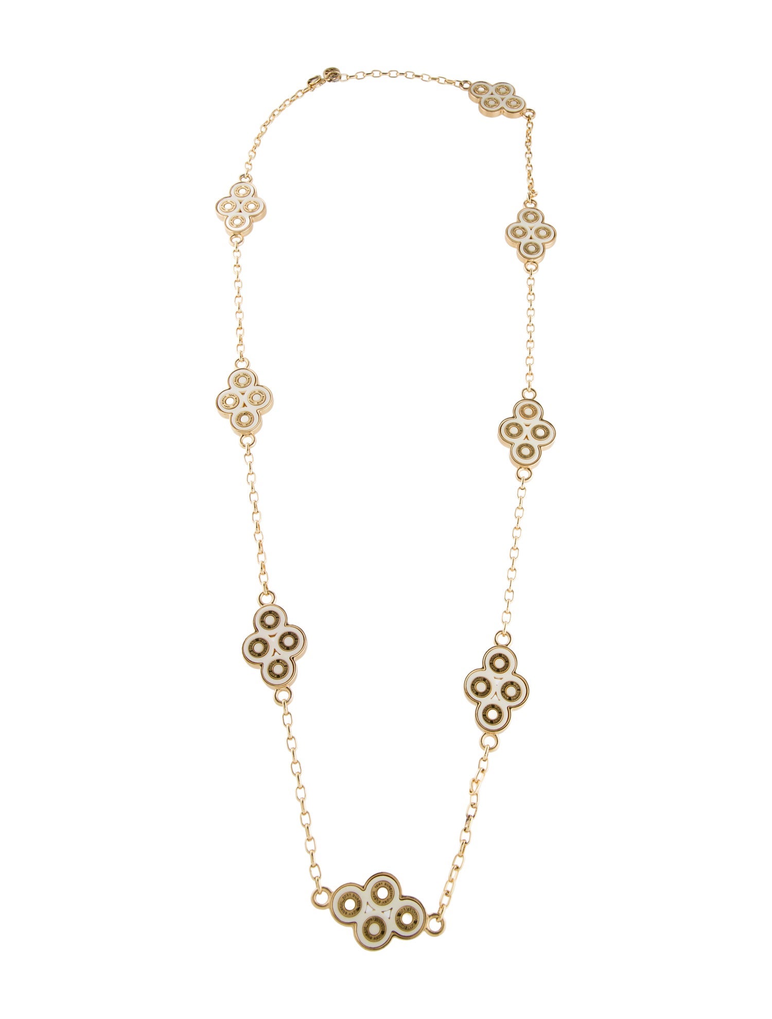 Tory Burch Resin Large Clover Station Necklace
