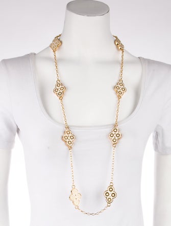 Tory Burch Resin Large Clover Station Necklace