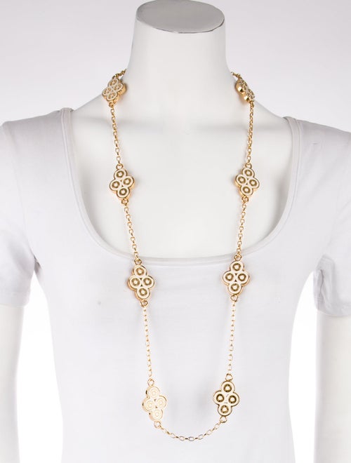 Tory Burch Resin Large Clover Station Necklace