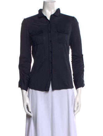 Tory Burch Linen Three-Quarter Sleeve Button-Up Top