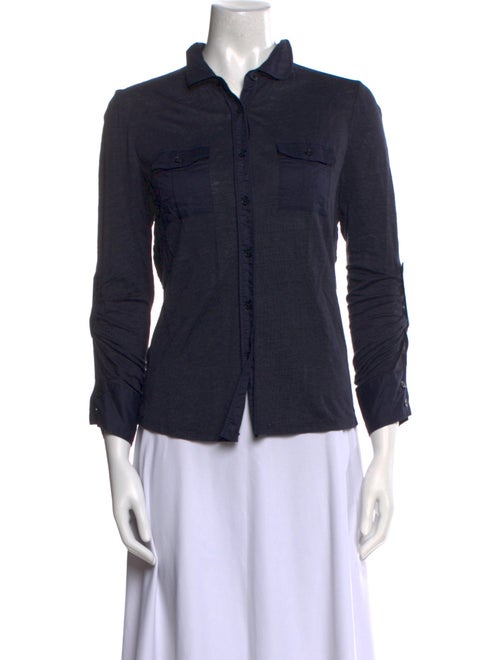 Tory Burch Linen Three-Quarter Sleeve Button-Up Top