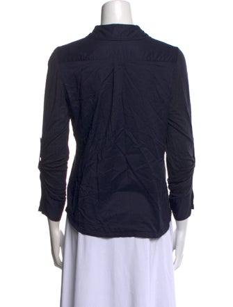 Tory Burch Linen Three-Quarter Sleeve Button-Up Top