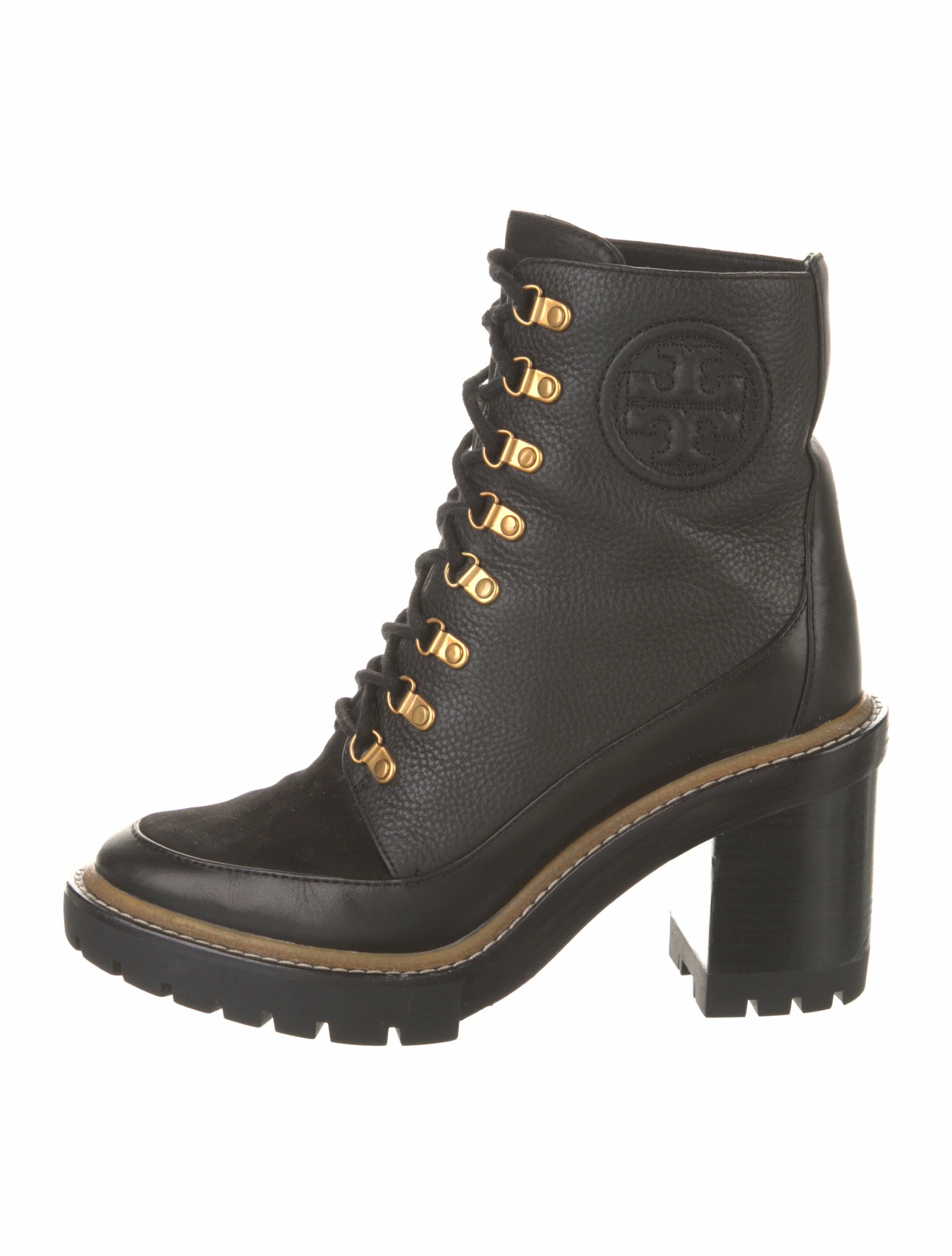Tory Burch Leather Lace-Up Boots