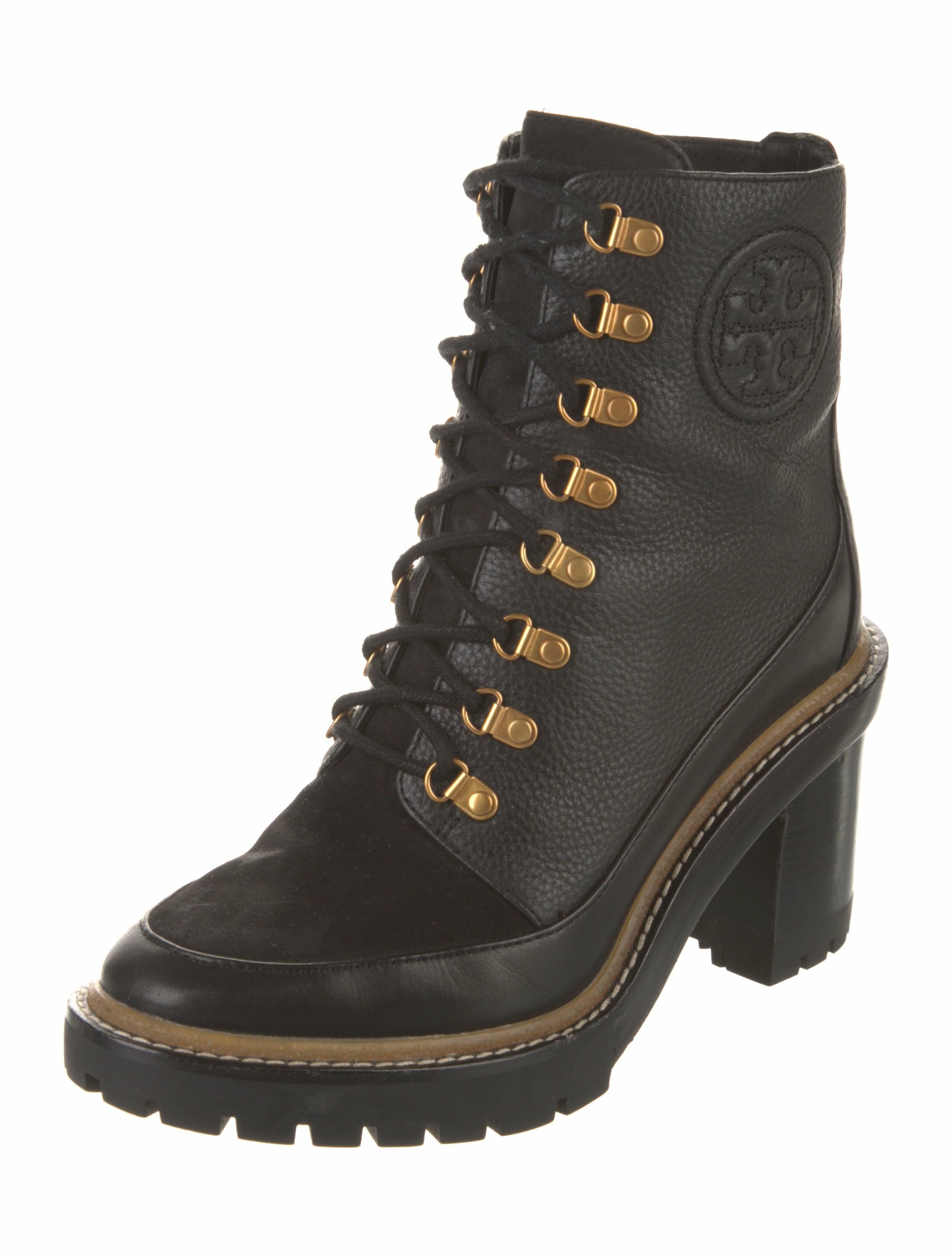 Tory Burch Leather Lace-Up Boots