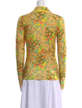 Tory Burch Floral Print Long Sleeve Button-Up Top