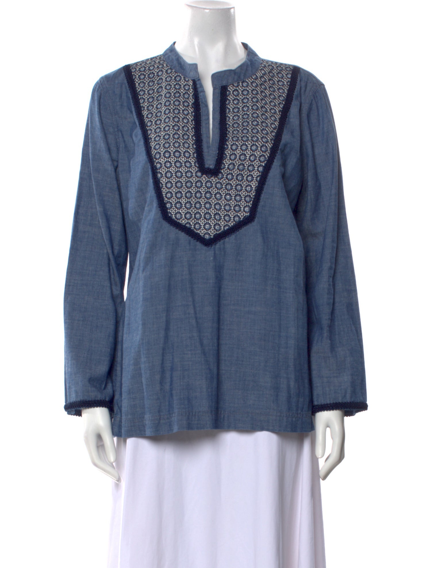 Tory Burch V-Neck Long Sleeve Blouse