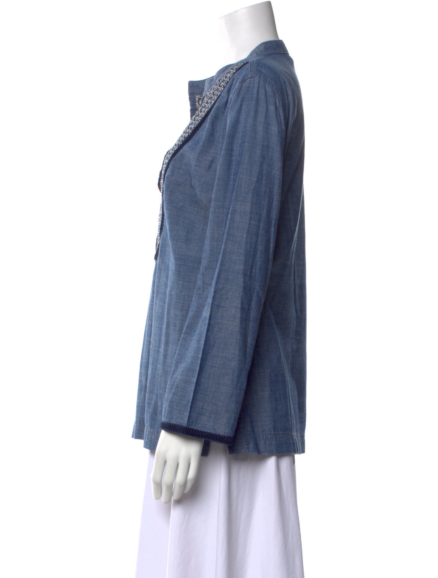 Tory Burch V-Neck Long Sleeve Blouse