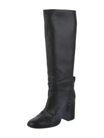 Tory Burch Leather Chain-Link Accents Riding Boots