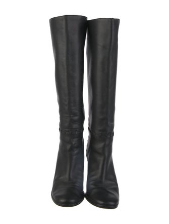 Tory Burch Leather Chain-Link Accents Riding Boots