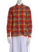 Tory Burch Plaid Print Long Sleeve Button-Up Top