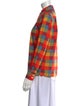 Tory Burch Plaid Print Long Sleeve Button-Up Top