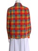 Tory Burch Plaid Print Long Sleeve Button-Up Top