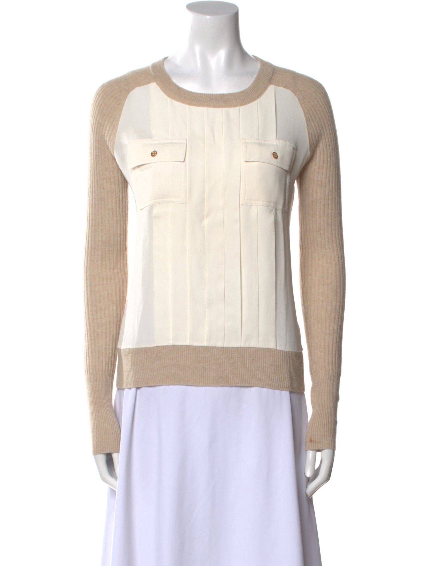 Tory Burch Cashmere Colorblock Pattern Top