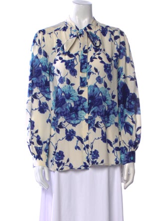 Tory Burch Silk Floral Print Button-Up Top