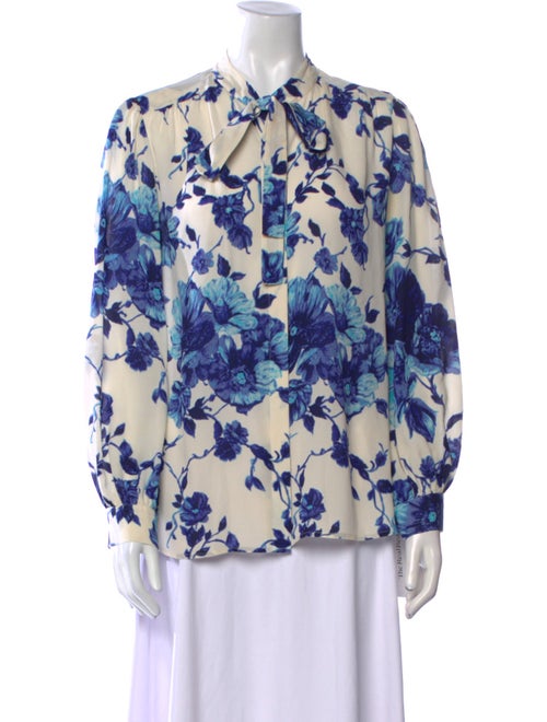 Tory Burch Silk Floral Print Button-Up Top