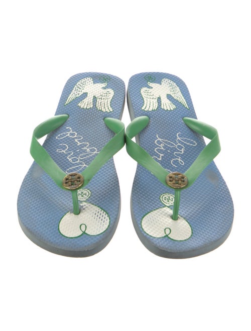Tory Burch Rubber Floral Print Flip Flops