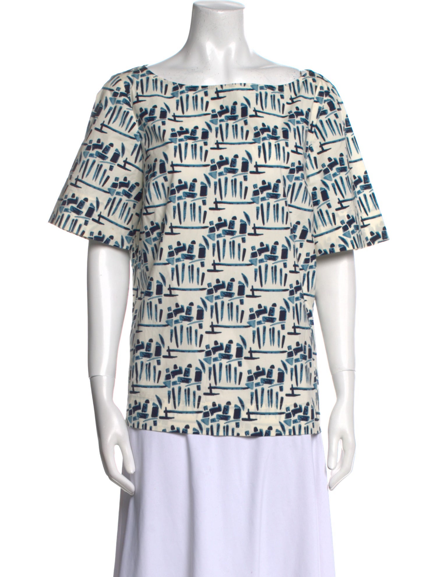 Tory Burch Printed Bateau Neckline T-Shirt