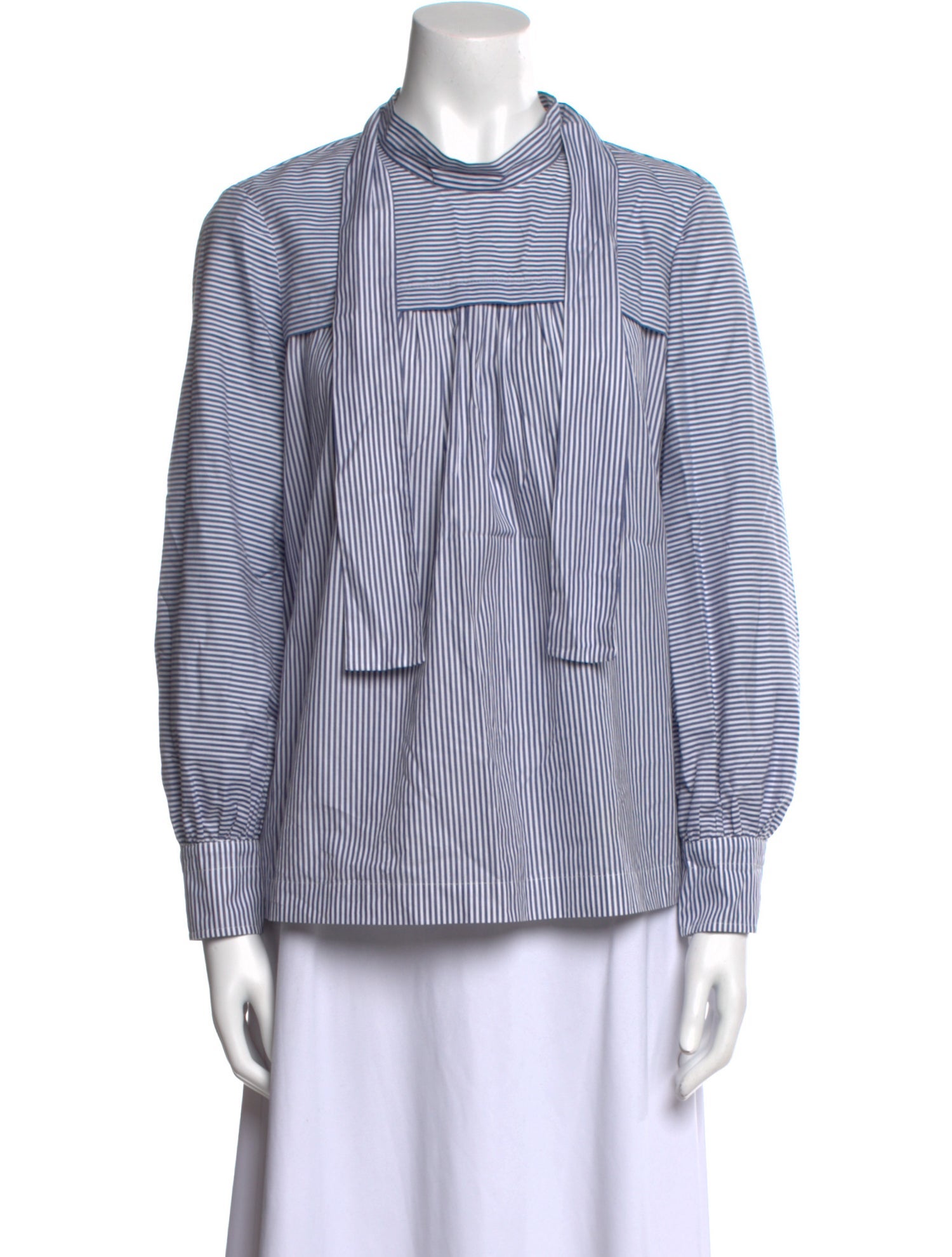 Tory Burch Striped Mock Neck Blouse