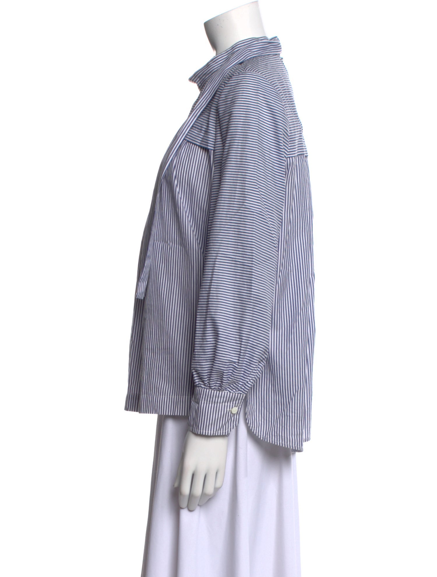 Tory Burch Striped Mock Neck Blouse