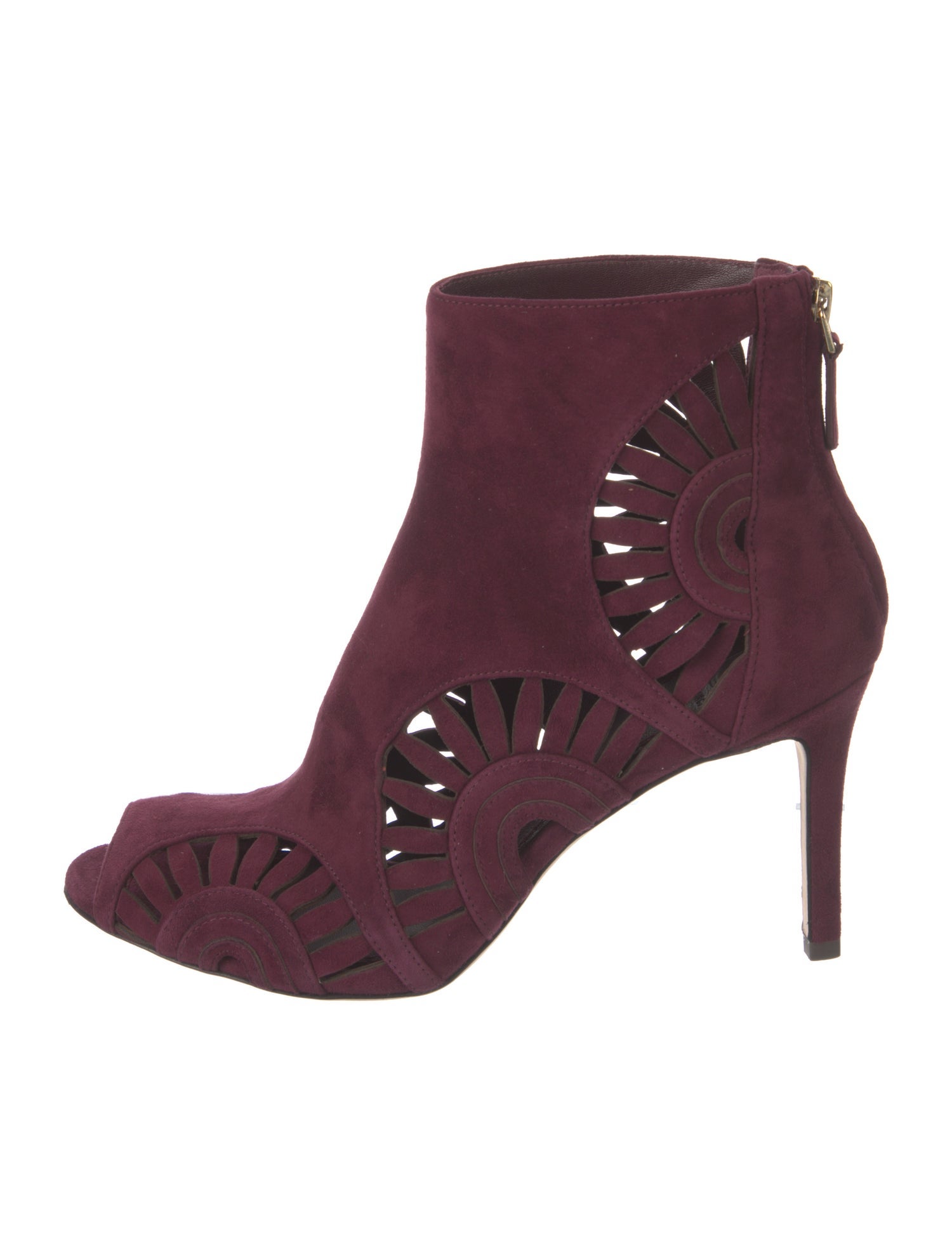 Tory Burch Suede Eyelet Trim Lace-Up Boots