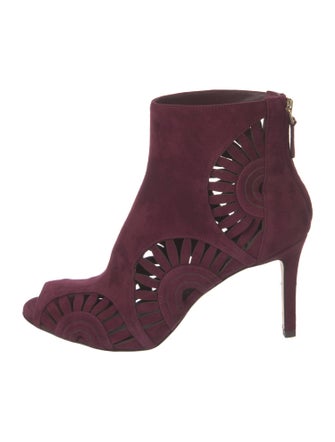 Tory Burch Suede Eyelet Trim Lace-Up Boots