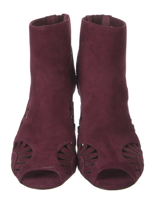 Tory Burch Suede Eyelet Trim Lace-Up Boots