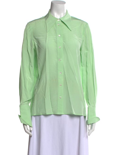 Tory Burch Silk Long Sleeve Button-Up Top