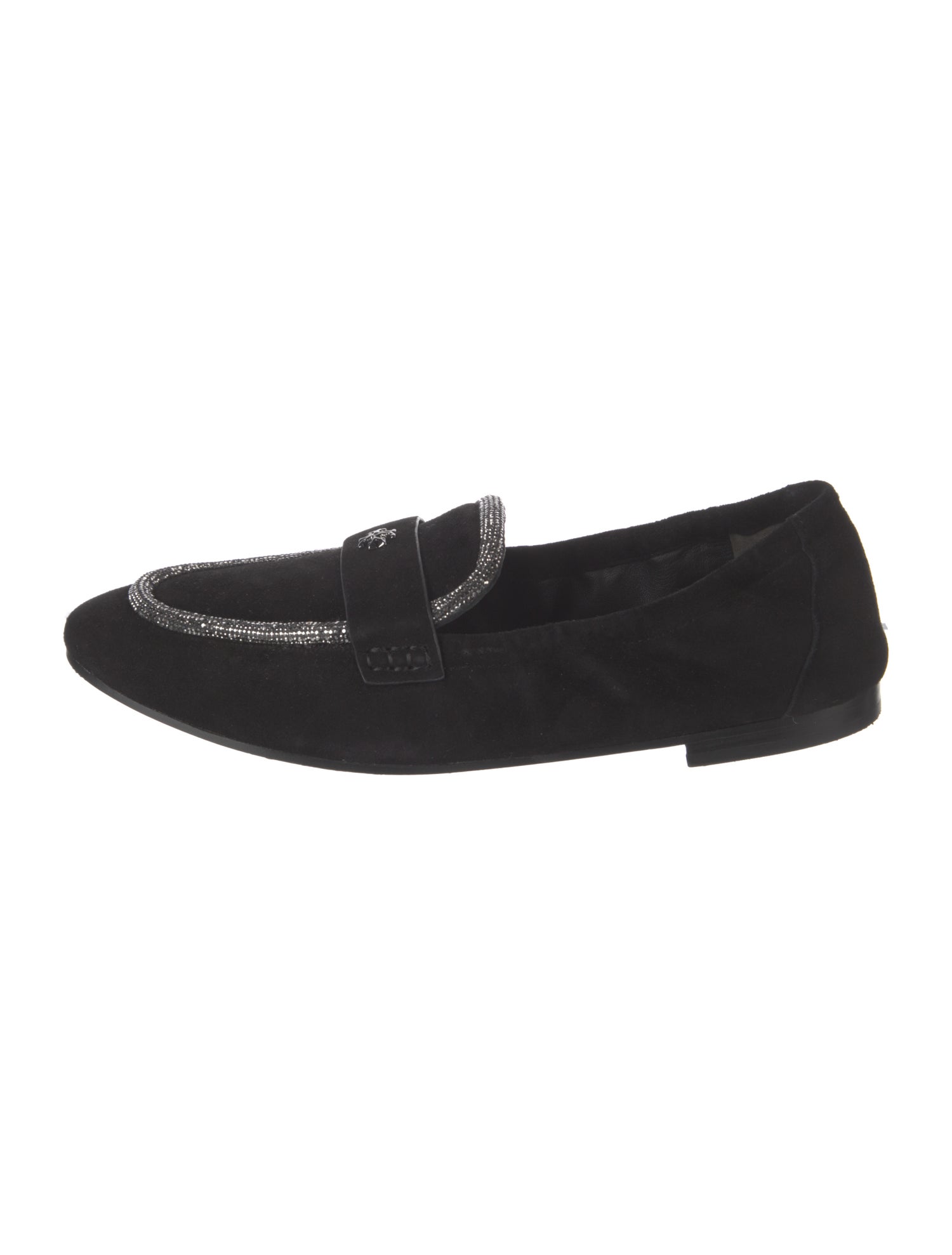 Tory Burch Suede Crystal Embellishments Loafers