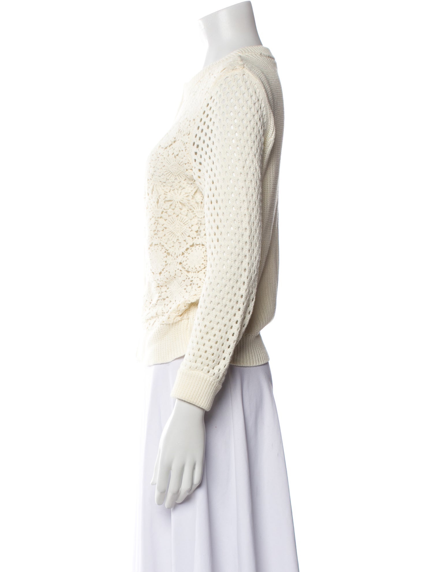 Tory Burch Lace Pattern Crew Neck Sweater