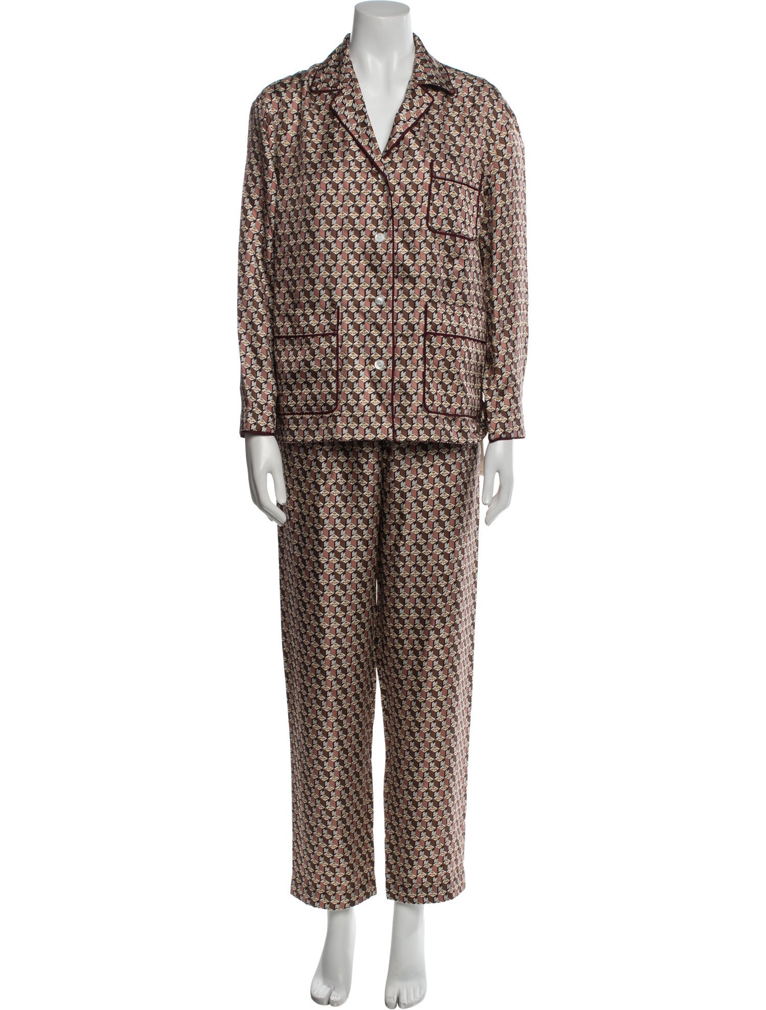 Tory Burch Silk Printed Pajamas w/ Tags