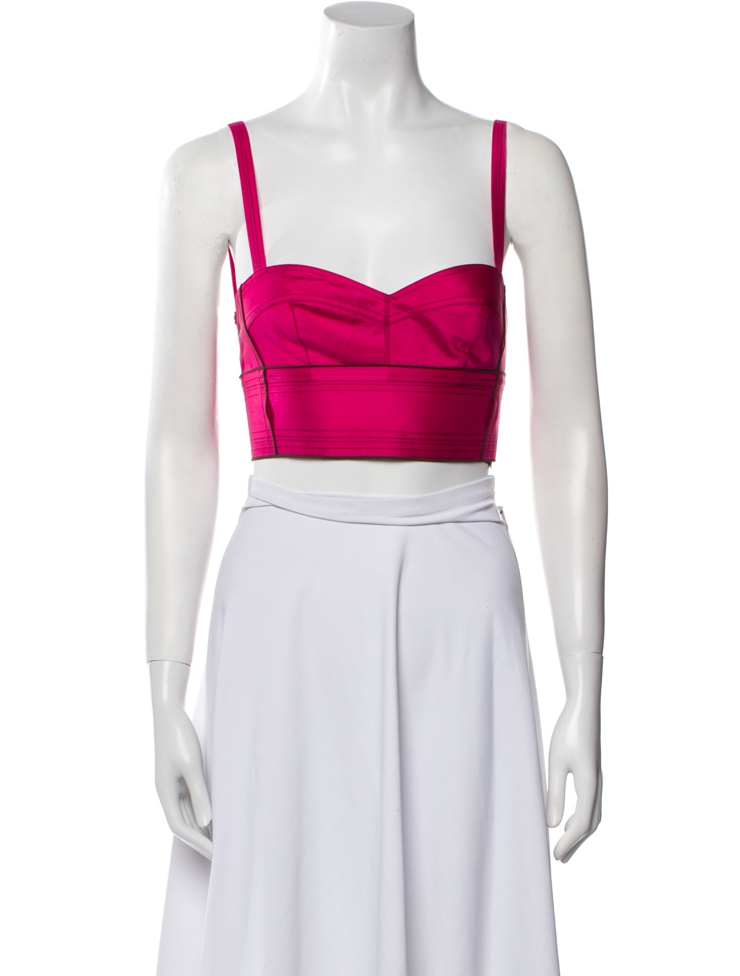 Tory Burch Silk Square Neckline Crop Top