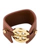 Tory Burch Leather Wide Logo Double Snap Wrap Bracelet