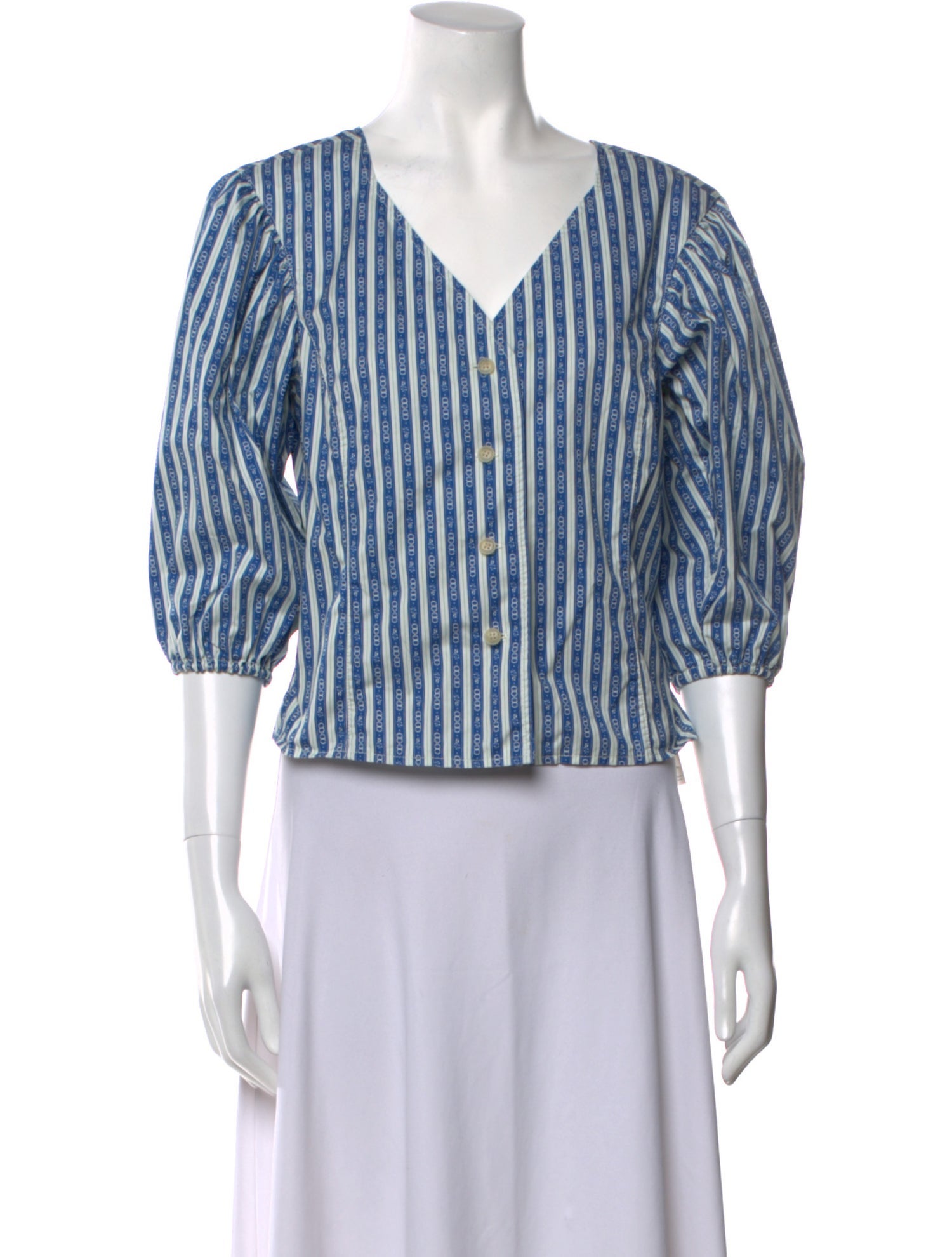 Tory Burch Striped V-Neck Crop Top