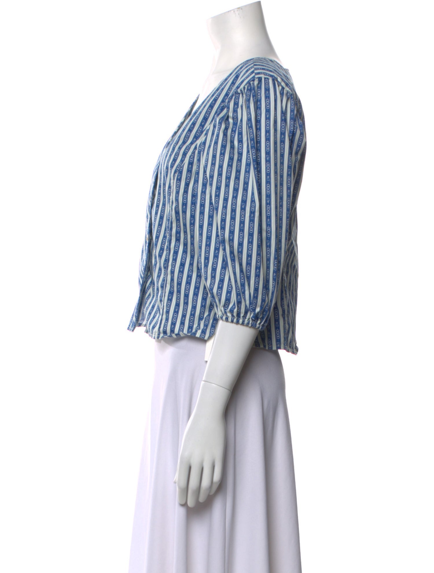 Tory Burch Striped V-Neck Crop Top