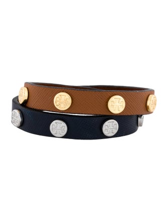 Tory Burch Leather TT Double Wrap Bracelet