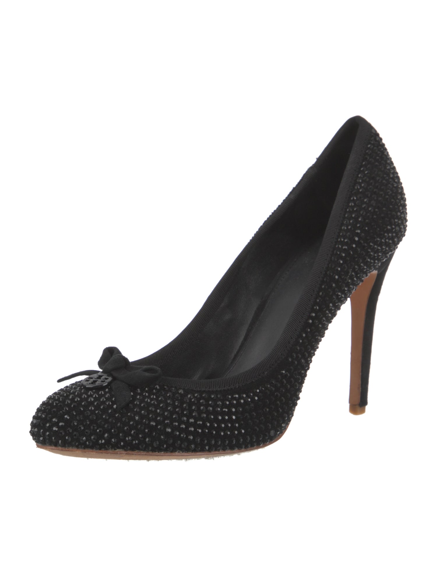 Tory Burch Suede Crystal Embellishments Pumps