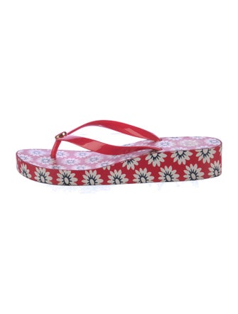 Tory Burch Rubber Floral Print Flip Flops