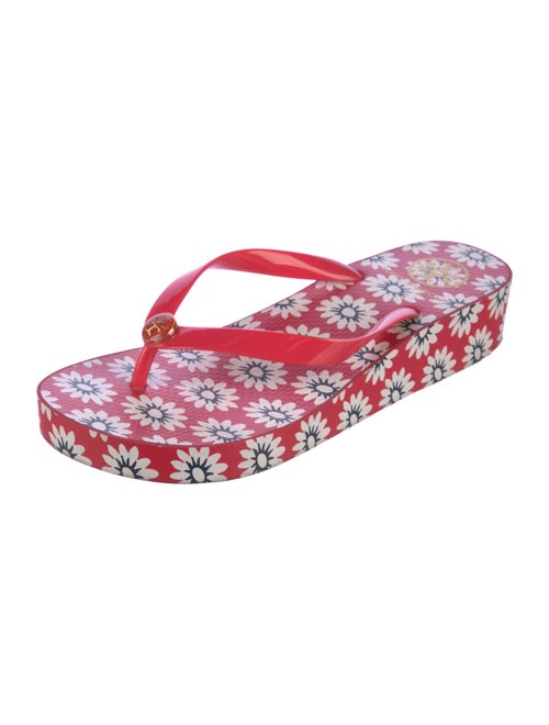 Tory Burch Rubber Floral Print Flip Flops