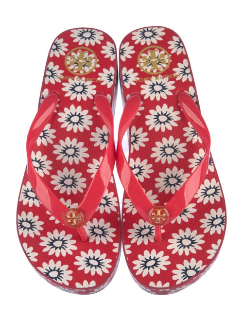 Tory Burch Rubber Floral Print Flip Flops
