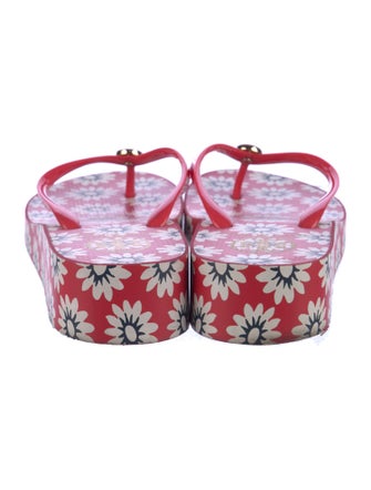 Tory Burch Rubber Floral Print Flip Flops