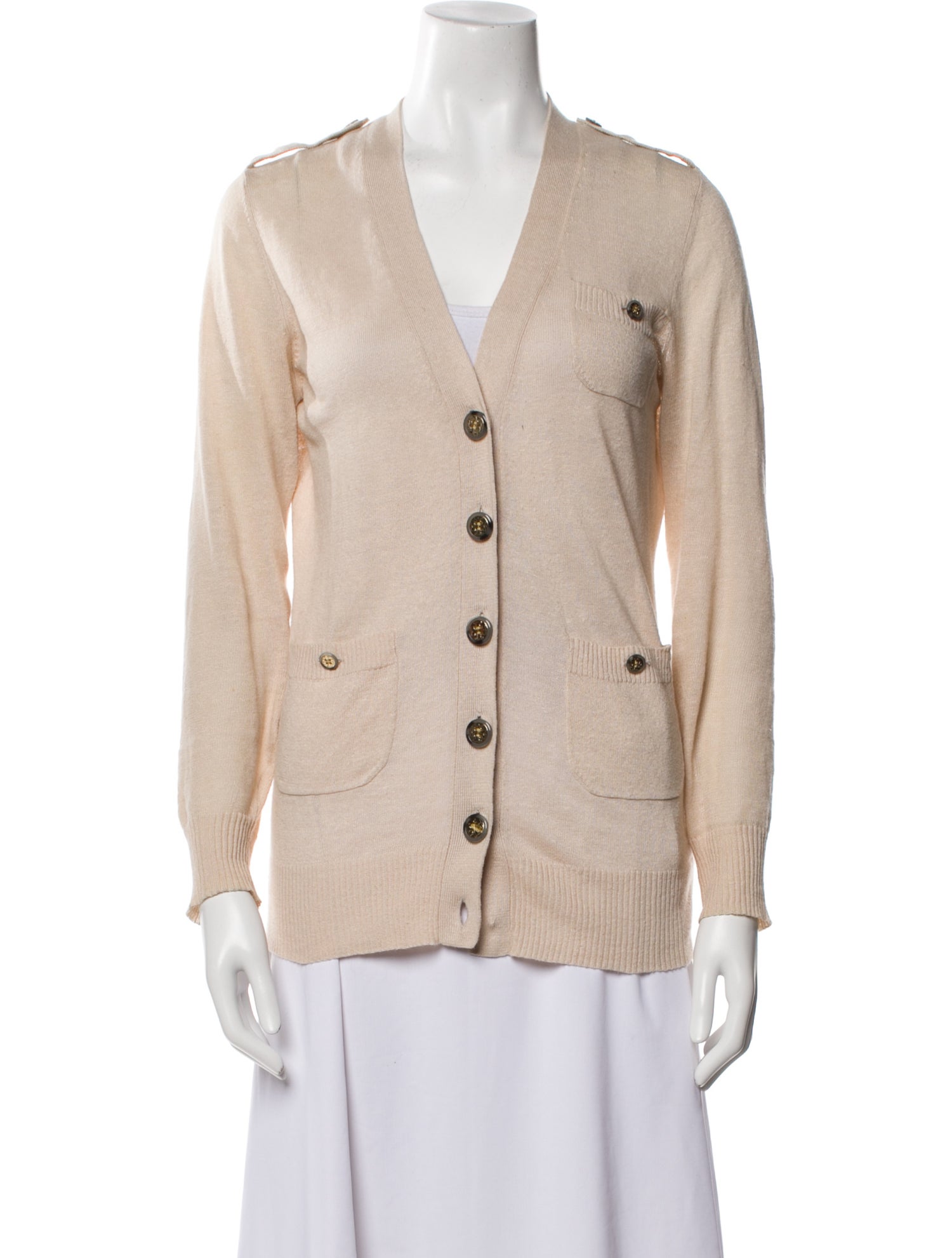 Tory Burch Linen V-Neck Sweater