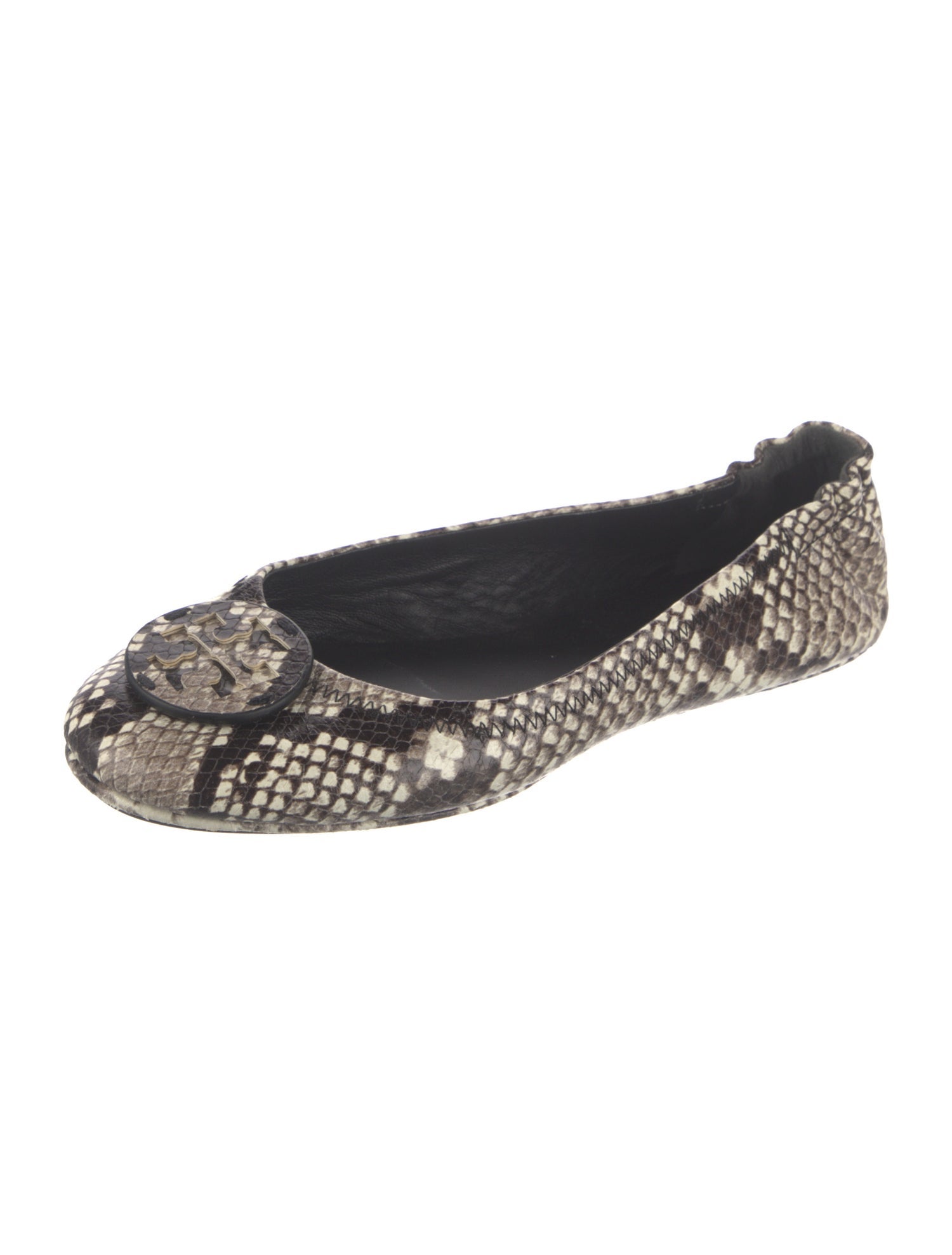 Tory Burch Leather Animal Print Ballet Flats