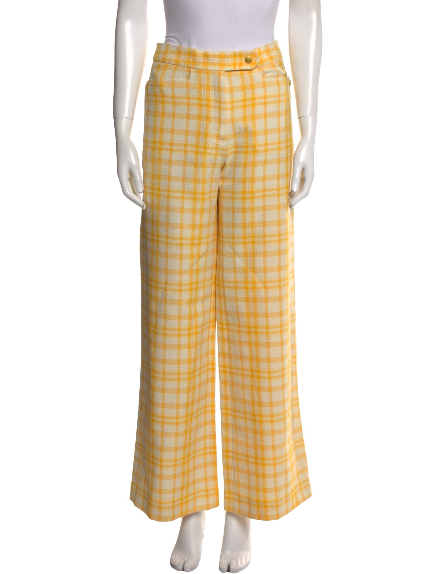 Tory Burch Plaid Print Wide Leg Pants