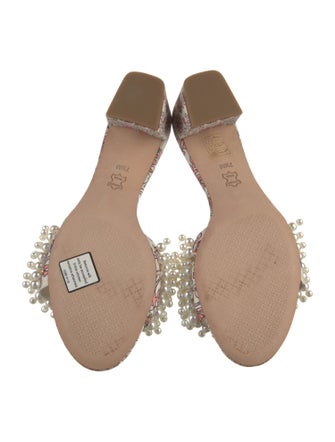 Tory Burch Faux Pearl Accents Animal Print Slides